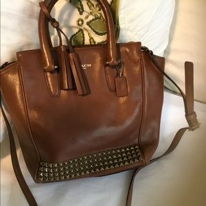 Coach Brown Leather purse w/tassels